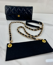 CHANEL QUILTED GUSSET LAMBSKIN FLAP WALLET / WOC (BLACK & GOLD)