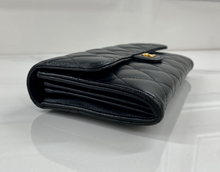 CHANEL QUILTED GUSSET LAMBSKIN FLAP WALLET / WOC (BLACK & GOLD)