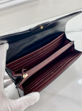 CHANEL QUILTED GUSSET LAMBSKIN FLAP WALLET / WOC (BLACK & GOLD)