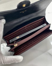 CHANEL QUILTED GUSSET LAMBSKIN FLAP WALLET / WOC (BLACK & GOLD)
