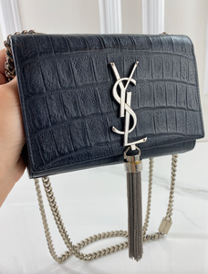 YSL CROCODILE CLASSIC KATE TASSEL CROSSBODY
