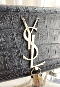 YSL CROCODILE CLASSIC KATE TASSEL CROSSBODY