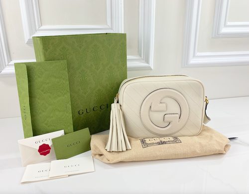 GUCCI DIAGONAL STITCHED BLONDIE IN MYSTIC WHITE (LIKE NEW)