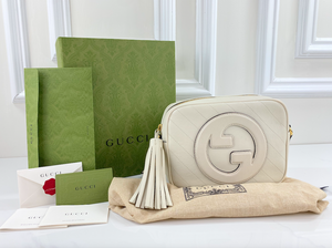 GUCCI DIAGONAL STITCHED BLONDIE IN MYSTIC WHITE (LIKE NEW)