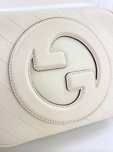 GUCCI DIAGONAL STITCHED BLONDIE IN MYSTIC WHITE (LIKE NEW)