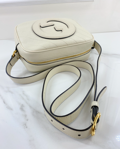 GUCCI DIAGONAL STITCHED BLONDIE IN MYSTIC WHITE (LIKE NEW)