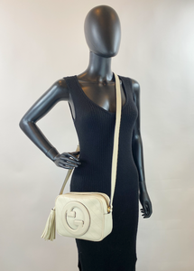 GUCCI DIAGONAL STITCHED BLONDIE IN MYSTIC WHITE (LIKE NEW)