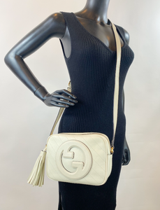 GUCCI DIAGONAL STITCHED BLONDIE IN MYSTIC WHITE (LIKE NEW)