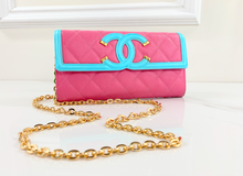CHANEL CAVIAR QUILTED LARGE FILIGREE GUSSET WALLET / WOC MULTICOLOR