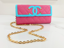 CHANEL CAVIAR QUILTED LARGE FILIGREE GUSSET WALLET / WOC MULTICOLOR