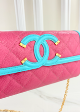 CHANEL CAVIAR QUILTED LARGE FILIGREE GUSSET WALLET / WOC MULTICOLOR