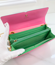 CHANEL CAVIAR QUILTED LARGE FILIGREE GUSSET WALLET / WOC MULTICOLOR