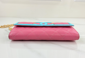 CHANEL CAVIAR QUILTED LARGE FILIGREE GUSSET WALLET / WOC MULTICOLOR