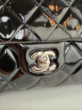 CHANEL PATENT QUILTED CLUTCH WITH CHAIN FLAP