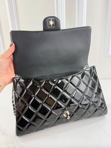 CHANEL PATENT QUILTED CLUTCH WITH CHAIN FLAP