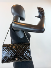 CHANEL PATENT QUILTED CLUTCH WITH CHAIN FLAP