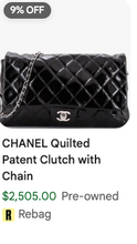 CHANEL PATENT QUILTED CLUTCH WITH CHAIN FLAP