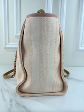 CHANEL STRIPED FIBER LARGE DEAUVILLE TOTE PINK