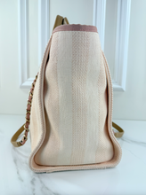 CHANEL STRIPED FIBER LARGE DEAUVILLE TOTE PINK