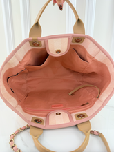 CHANEL STRIPED FIBER LARGE DEAUVILLE TOTE PINK