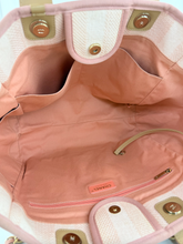 CHANEL STRIPED FIBER LARGE DEAUVILLE TOTE PINK