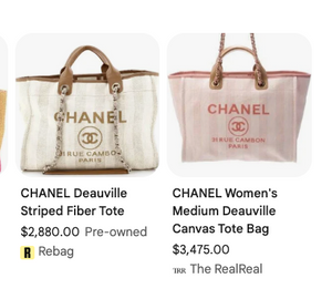 CHANEL STRIPED FIBER LARGE DEAUVILLE TOTE PINK