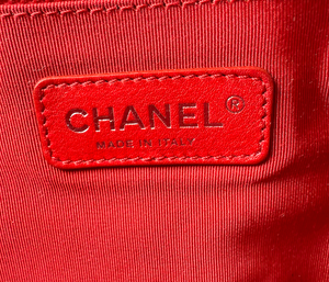 CHANEL QUILTED LARGE BOY FLAP CALFSKIN (BICOLOR BLACK & RED)