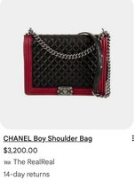 CHANEL QUILTED LARGE BOY FLAP CALFSKIN (BICOLOR BLACK & RED)