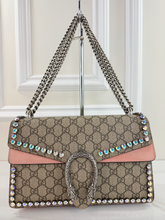GUCCI DIONYSUS SUPREME SUEDE CRYSTAL SHOULDER BAG