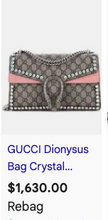GUCCI DIONYSUS SUPREME SUEDE CRYSTAL SHOULDER BAG