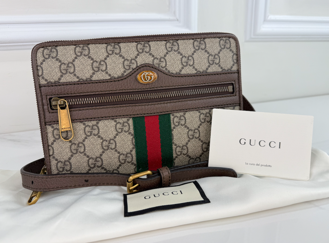 GUCCI OPHIDIA DOUBLE ZIP CROSSBODY BAG