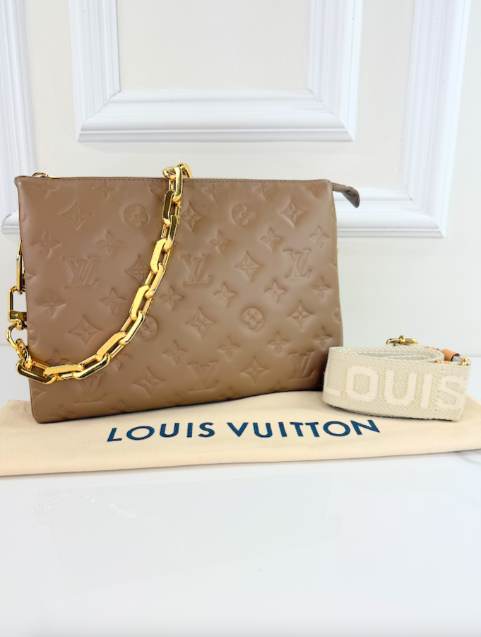 LOUIS VUITTON COUSSIN BAG PM LAMBSKIN TAUPE