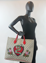 GUCCI CONVERTIBLE SOFT LARGE TOTE EMBROIDERED SNAKE GG CANVAS LIMITED EDITION