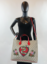 GUCCI CONVERTIBLE SOFT LARGE TOTE EMBROIDERED SNAKE GG CANVAS LIMITED EDITION