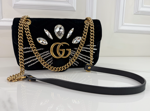 GUCCI MARMONT GG CRYSTAL SMALL