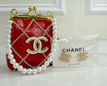 CC CLASP PURSE ORNAMENT XL + EARRINGS (RED)