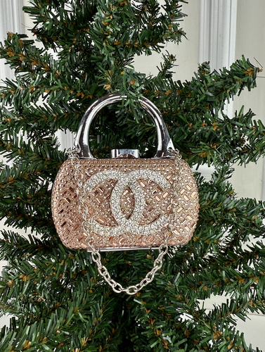 CC PURSE ORNAMENT + EARRINGS (ROSEGOLD)