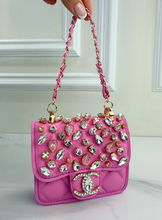 CC FLAP PURSE ORNAMENT XL + EARRINGS (PINK)