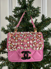 CC FLAP PURSE ORNAMENT XL + EARRINGS (PINK)
