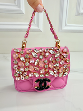 CC FLAP PURSE ORNAMENT XL + EARRINGS (PINK)