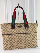 GUCCI DIAPER WEB STRAP TOTE GG CANVAS LARGE