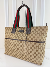 GUCCI DIAPER WEB STRAP TOTE GG CANVAS LARGE