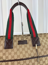 GUCCI DIAPER WEB STRAP TOTE GG CANVAS LARGE