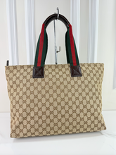 GUCCI DIAPER WEB STRAP TOTE GG CANVAS LARGE
