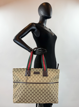 GUCCI DIAPER WEB STRAP TOTE GG CANVAS LARGE