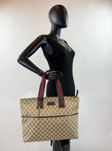 GUCCI DIAPER WEB STRAP TOTE GG CANVAS LARGE