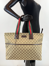 GUCCI DIAPER WEB STRAP TOTE GG CANVAS LARGE
