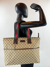 GUCCI DIAPER WEB STRAP TOTE GG CANVAS LARGE
