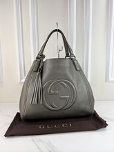 GUCCI SOHO TOTE METALLIC GUN METAL MEDIUM