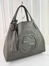 GUCCI SOHO TOTE METALLIC GUN METAL MEDIUM